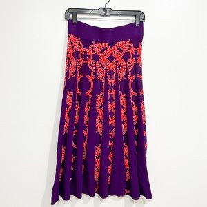 NWOT Purple and Red Chain Print A Line Skirt